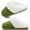 imageKuaiLu Womens Fluff Dual Memory Foam Slippers Ladies Cozy Arch Support Warm Scuff Slippers Slip on Comfy Winter House Shoes with NonSlip Indoor Outdoor Hard SoleGreen