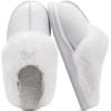 imageKuaiLu Womens Fluff Dual Memory Foam Slippers Ladies Cozy Arch Support Warm Scuff Slippers Slip on Comfy Winter House Shoes with NonSlip Indoor Outdoor Hard SoleSnow White