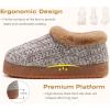 imageKuaiLu Womens House Platform Slippers Cozy Fuzzy Plush Knit Slipper Ladies Warm Fur Lined Winter Slip On Home Bedroom Thick Cushion Shoes Indoor Outdoor Hard SoleBrown