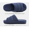 imageKuaiLu Mens Fashion Quilted Cottonblend Fabric Sandal Slippers Cozy Memory Foam IndoorOutdoor House Shoes with Lightweight Soft Cushion Footbed Hard Rubber SoleDark Blue