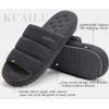 imageKuaiLu Mens Fashion Quilted Cottonblend Fabric Sandal Slippers Cozy Memory Foam IndoorOutdoor House Shoes with Lightweight Soft Cushion Footbed Hard Rubber SoleGrey