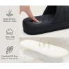 imageKuaiLu Mens Fashion Quilted Cottonblend Fabric Sandal Slippers Cozy Memory Foam IndoorOutdoor House Shoes with Lightweight Soft Cushion Footbed Hard Rubber SoleAll Black