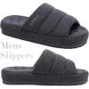 imageKuaiLu Mens Fashion Quilted Cottonblend Fabric Sandal Slippers Cozy Memory Foam IndoorOutdoor House Shoes with Lightweight Soft Cushion Footbed Hard Rubber SoleGrey
