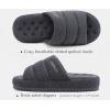 imageKuaiLu Mens Fashion Quilted Cottonblend Fabric Sandal Slippers Cozy Memory Foam IndoorOutdoor House Shoes with Lightweight Soft Cushion Footbed Hard Rubber SoleGrey