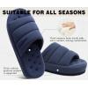 imageKuaiLu Mens Fashion Quilted Cottonblend Fabric Sandal Slippers Cozy Memory Foam IndoorOutdoor House Shoes with Lightweight Soft Cushion Footbed Hard Rubber SoleDark Blue