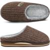 imageKuaiLu Mens Orthopedic Memory Foam Slippers  Fashion Casual Woolblend Stripe Knitted with Warm Sherpa Plush Lining  Winter Mens Mule Scuff Nonslip House Slippers  Size 714Brown