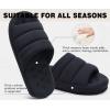 imageKuaiLu Mens Slippers Fabric Warm Sandal Slipper Memory Foam Indoor Outdoor House Slippers Shoes Comfortable Slip on Lightweight Soft Cushion Scuff Slipper For Man with Arch Support Black Size 10
