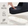 imageKuaiLu Mens Slippers Fabric Warm Sandal Slipper Memory Foam Indoor Outdoor House Slippers Shoes Comfortable Slip on Lightweight Soft Cushion Scuff Slipper For Man with Arch Support Black Size 10