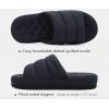 imageKuaiLu Mens Slippers Fabric Warm Sandal Slipper Memory Foam Indoor Outdoor House Slippers Shoes Comfortable Slip on Lightweight Soft Cushion Scuff Slipper For Man with Arch Support Black Size 10