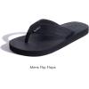 imageKuaiLu Mens Yoga Mat Leather Flip Flops with Arch Support Comfortable Cushion Walking Thong Sandals Slip On Indoor OutdoorCoal Black