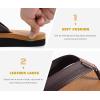 imageKuaiLu Mens Yoga Mat Leather Flip Flops with Arch Support Comfortable Cushion Walking Thong Sandals Slip On Indoor OutdoorKhaki