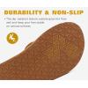 imageKuaiLu Mens Yoga Mat Leather Flip Flops with Arch Support Comfortable Cushion Walking Thong Sandals Slip On Indoor OutdoorKhaki White