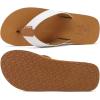 imageKuaiLu Mens Yoga Mat Leather Flip Flops with Arch Support Comfortable Cushion Walking Thong Sandals Slip On Indoor OutdoorKhaki White
