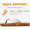 imageKuaiLu Mens Yoga Mat Leather Flip Flops with Arch Support Comfortable Cushion Walking Thong Sandals Slip On Indoor OutdoorKhaki White