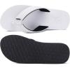 imageKuaiLu Mens Yoga Mat Leather Flip Flops with Arch Support Comfortable Cushion Walking Thong Sandals Slip On Indoor OutdoorWhite Black