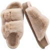 imageKuaiLu Womens Fluff Slippers Plantar Fasciitis Arch Support Platform Slippers Ladies Fashion Open Toe Faux Fur Sandals Warm House Slipper