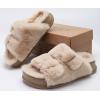 imageKuaiLu Womens Fluff Slippers Plantar Fasciitis Arch Support Platform Slippers Ladies Fashion Open Toe Faux Fur Sandals Warm House Slipper