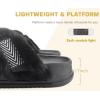 imageKuaiLu Womens Fuzzy Cross Band Platform Slippers Comfortable Faux Fur Open Toe Arch Support Slides Slippers for Indoor OutdoorBlack