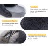imageKuaiLu Womens Fuzzy Cross Band Platform Slippers Comfortable Faux Fur Open Toe Arch Support Slides Slippers for Indoor OutdoorGrey