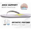 imageKuaiLu Womens Rhinestone Flip Flops with Comfort Arch Support Yoga Mat Cushion Sandals Fashion Summer Beach Travel Orthotic Walking Thong Sandles Slip on Plantar Fasciitis Indoor Outdoor ShoesSilver White