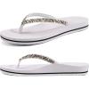imageKuaiLu Womens Rhinestone Flip Flops with Comfort Arch Support Yoga Mat Cushion Sandals Fashion Summer Beach Travel Orthotic Walking Thong Sandles Slip on Plantar Fasciitis Indoor Outdoor ShoesSilver White