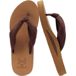 imageKuaiLu Flip Flops for Women with Arch Support Yoga Mat Comfortable Summer Beach Walking Thong Cushion Sandals Slip On Indoor OutdoorBrown Khaki
