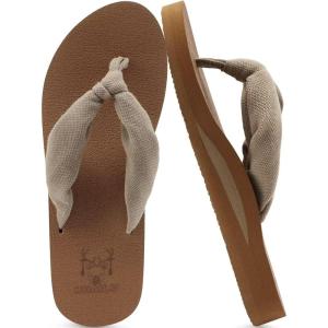 imageKuaiLu Flip Flops for Women with Arch Support Yoga Mat Comfortable Summer Beach Walking Thong Cushion Sandals Slip On Indoor OutdoorCamel Apricot