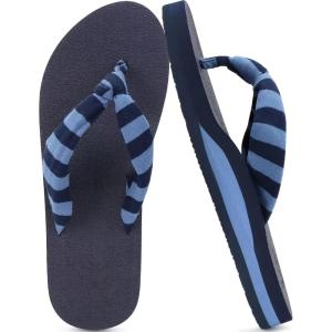 imageKuaiLu Flip Flops for Women with Arch Support Yoga Mat Comfortable Summer Beach Walking Thong Cushion Sandals Slip On Indoor OutdoorDark Blue