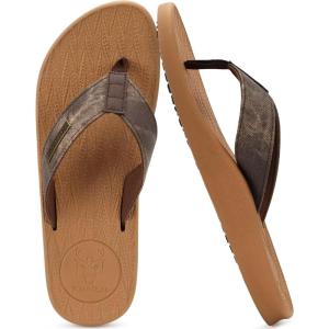 imageKuaiLu Mens Flip Flops Arch Support Comfortable Summer Beach Thong Sandals Yoga Foam Cushion Slip on SlippersPukhaki