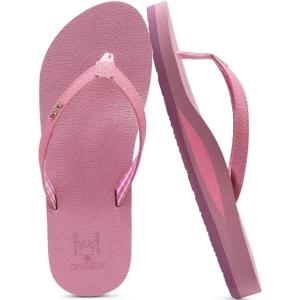 imageKuaiLu Womens Arch Support Flip Flops Comfortable Yoga Mat Slip on Summer Beach Walking Thong Cushion SandalsDark Pink