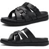 imageKuaiLu Gladiator Sandals for Women with Comfortable Arch Support Summer Beach Walking Fisherman Slides Boho Outfits Slip on Cushion Shoes Indoor OutdoorBlack