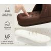 imageKuaiLu Mens Cottonblend Fabric Warm Slide Slippers  Comfy Arch Support IndoorOutdoor House Shoes  Size 11 Brown