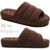 imageKuaiLu Mens Cottonblend Fabric Warm Slide Slippers  Comfy Arch Support IndoorOutdoor House Shoes  Size 11 Brown