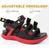 imageKuaiLu Mens Hiking Sandals with Arch Support Orthopedic Walking Recovery Sandals for Plantar Fasciitis Open Toe Summer Athletic Sport Comfortable Cushion Breathable Outdoor Water Sandals Size713BlackRed