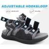 imageKuaiLu Mens Hiking Sandals with Arch Support Orthopedic Walking Recovery Sandals for Plantar Fasciitis Open Toe Summer Athletic Sport Comfortable Cushion Breathable Outdoor Water Sandals Size713Grey Black