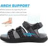 imageKuaiLu Mens Hiking Sandals with Arch Support Orthopedic Walking Recovery Sandals for Plantar Fasciitis Open Toe Summer Athletic Sport Comfortable Cushion Breathable Outdoor Water Sandals Size713Grey Black