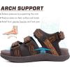 imageKuaiLu Mens Hiking Sandals with Arch Support Orthopedic Walking Recovery Sandals for Plantar Fasciitis Open Toe Summer Athletic Sport Comfortable Cushion Breathable Outdoor Water Sandals Size713Brown