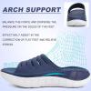 imageKuaiLu Mens Recovery Sandals Orthotic Thick Cushion Open Toe Sport Slides With Comfortable Plantar Fasciitis Arch Support Reduces Stress on Feet Joints ampamp Back PostExerciseBlue White