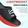 imageKuaiLu Mens Recovery Sandals Orthotic Thick Cushion Open Toe Sport Slides With Comfortable Plantar Fasciitis Arch Support Reduces Stress on Feet Joints ampamp Back PostExerciseBlackRed