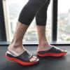 imageKuaiLu Mens Recovery Sandals Orthotic Thick Cushion Open Toe Sport Slides With Comfortable Plantar Fasciitis Arch Support Reduces Stress on Feet Joints ampamp Back PostExerciseBlackRed