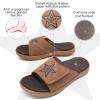 imageKuaiLu Mens Slides Soft Cushion Sport Sandals with Plantar Fasciitis Arch Support Adjustable Open Toe Summer Slippers Slip on Indoor Outdoor Size 715Khaki Brown