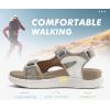 imageKuaiLu Womens Orthopedic Walking Sandals with Comfortable Arch Support Recovery Sport Relief Plantar Fasciitis Summer Outdoor Hiking Adjustable Strap Platform Cushion ShoesBeige