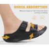 imageKuaiLu Womens Recovery Sandals Comfortable Plantar Fasciitis Arch Support Ladies Orthotic Sport Slides Open Toe Slip On Thick Athletic Cushion Slippers Summer Pool Beach SandlesDark Black1