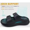 imageKuaiLu Womens Recovery Sandals Comfortable Plantar Fasciitis Arch Support Ladies Orthotic Sport Slides Open Toe Slip On Thick Athletic Cushion Slippers Summer Pool Beach SandlesDark Black1