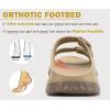 imageKuaiLu Womens Recovery Sandals With Comfortable Plantar Fasciitis Arch Support Orthotic Adjustable Thick Cushion Sport Slides Reduces Stress on Feet Joints ampamp Back PostExerciseKhaki Brown