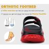 imageKuaiLu Womens Recovery Sandals With Comfortable Plantar Fasciitis Arch Support Orthotic Adjustable Thick Cushion Sport Slides Reduces Stress on Feet Joints ampamp Back PostExerciseBlackRed