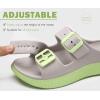 imageKuaiLu Womens Recovery Sandals With Comfortable Plantar Fasciitis Arch Support Orthotic Adjustable Thick Cushion Sport Slides Reduces Stress on Feet Joints ampamp Back PostExerciseApricot Green
