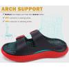 imageKuaiLu Womens Recovery Sandals With Comfortable Plantar Fasciitis Arch Support Orthotic Adjustable Thick Cushion Sport Slides Reduces Stress on Feet Joints ampamp Back PostExerciseBlackRed