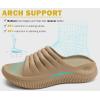 imageKuaiLu Womens Recovery Sandals With Comfortable Plantar Fasciitis SupportLadies Orthotic Open Toe Sport Slides Thick Cushion Reduces Stress on FeetJoints ampamp Back PostExerciseLight Brown