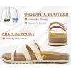 imageKuaiLu Womens Slides Sandals with Plantar Fasciitis Arch Support Fashion Comfort Adjustable Flat Sandals Ladies Lightweight Orthotic Slip on SandalsBeige